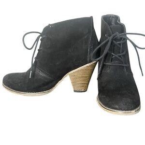 MIA Shayna Black Faux Suede Leather Stacked Heel Lace‎ Up Bootie Women’s Size 8